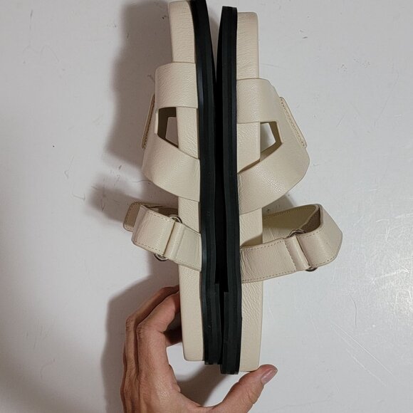 NEW Anthropologie Bibi Lou Cut Out Slide Sandals Womens 9.5 Old Money Minimalist - Picture 6 of 9